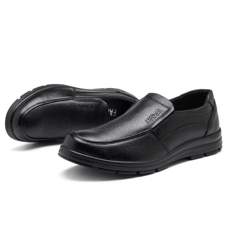 Mężczyźni Casual Business Wygodne Buty Z Prawdziwej Skóry Wsuwane Na Oksfordzie