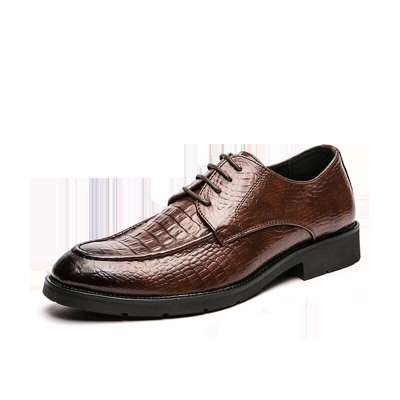 Mężczyźni Mikrofibra Oddychająca Miękka Podeszwa Krokodyl Ziarno Retro Pointy Toe Casual Business Shoes
