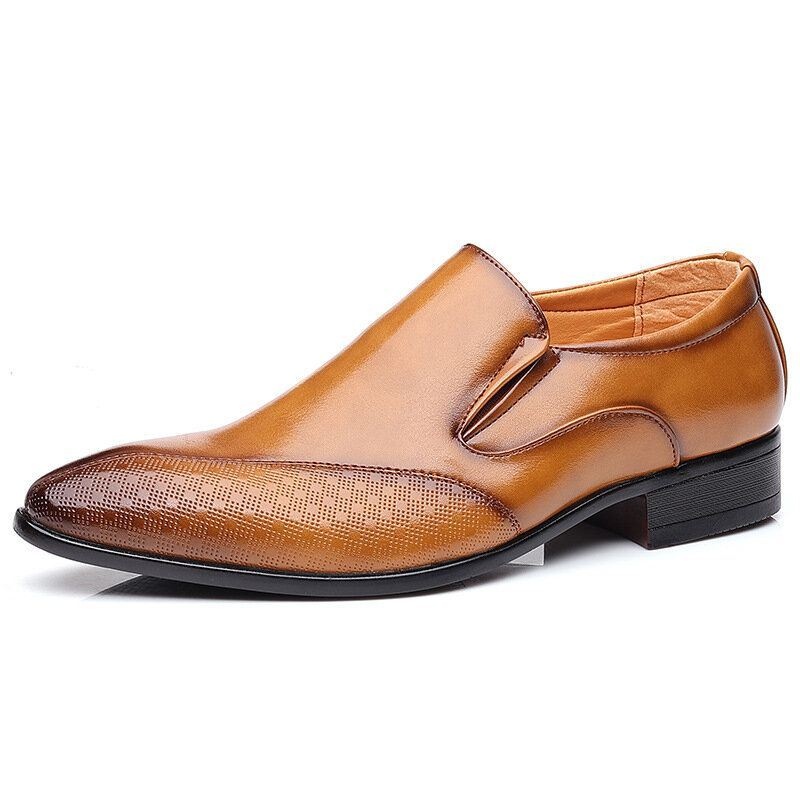 Mężczyźni Pure Color Pointed Toe Casual Slip On Business Dress Shoes