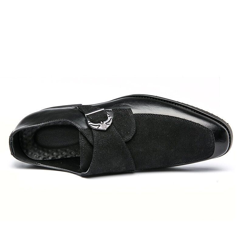 Mężczyźni Retro Metalowa Klamra Skórzane Łączenie Syntetyczny Zamsz Wygodne Do Noszenia Business Casual Shoes