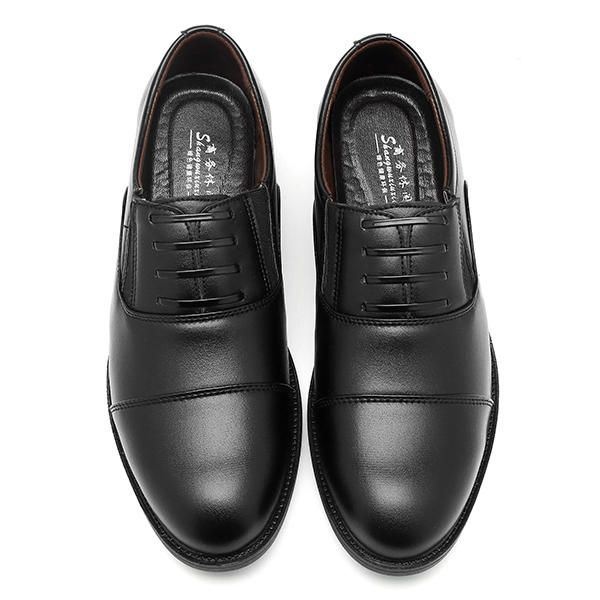 Mężczyźni Wygodne Casual Business Elastyczna Opaska Pu Leather Slip On Formalne Buty