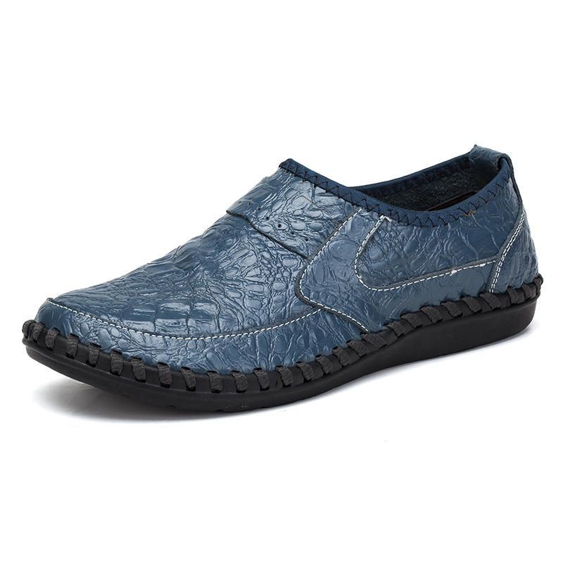Męska Miękka Skóra Bydlęca Ręcznie Szyta Casual Slip On Business Oxfords