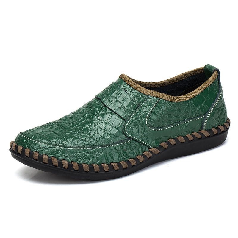 Męska Miękka Skóra Bydlęca Ręcznie Szyta Casual Slip On Business Oxfords