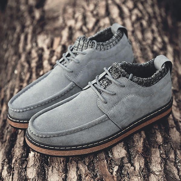 Męskie Buty W Stylu Brogue Z Dzianiny Zamszowej Z Miękką Podeszwą I Ciepłymi Butami Oksfordzkimi