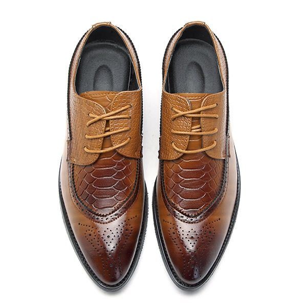 Męskie Buty W Stylu Brogue Z Prawdziwej Skóry Pointed Toe Biznesowe Formalne Buty
