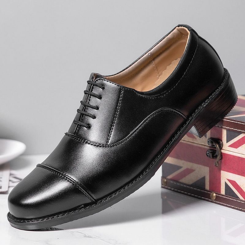 Męskie Buty Z Mikrofibry Antypoślizgowe Formalne Sznurowane Buty Wizytowe