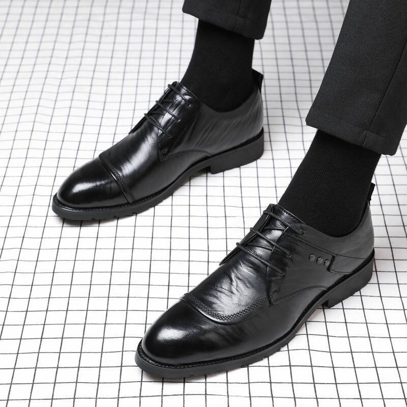 Męskie Buty Ze Skóry Bydlęcej Ze Skóry Wołowej Zasznurowane Buty Biznesowe