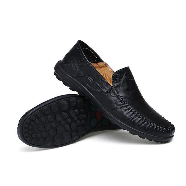 Męskie Duże Rozmiary Slip On Skórzane Buty Wizytowe Miękka Podeszwa Buty Biznesowe