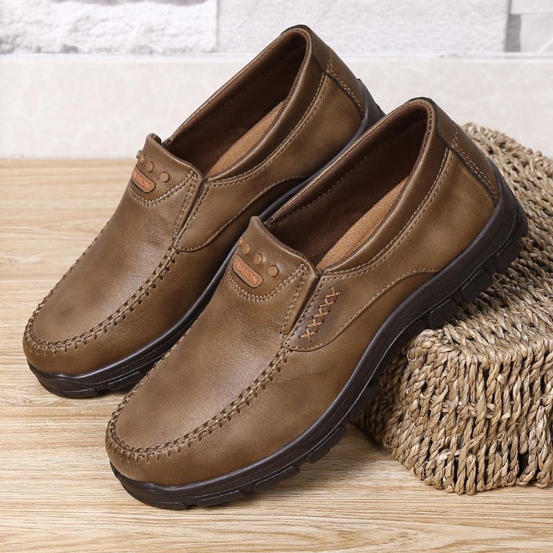 Męskie Lekkie Buty Z Prawdziwej Skóry Business Casual Soft Sole Oksfordzie