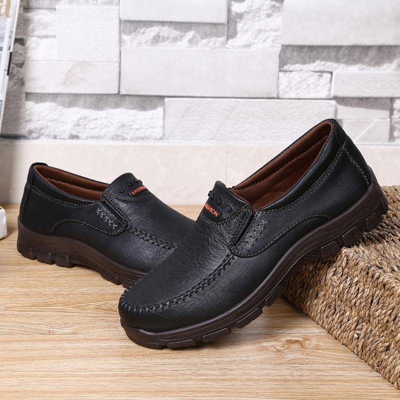 Męskie Lekkie Buty Z Prawdziwej Skóry Business Casual Soft Sole Oksfordzie