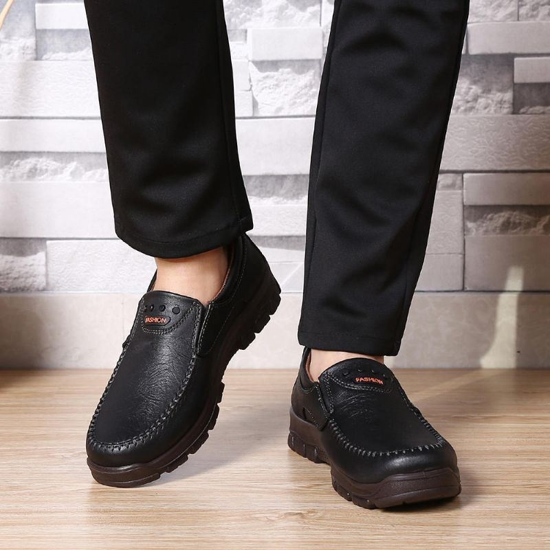 Męskie Lekkie Buty Z Prawdziwej Skóry Business Casual Soft Sole Oksfordzie