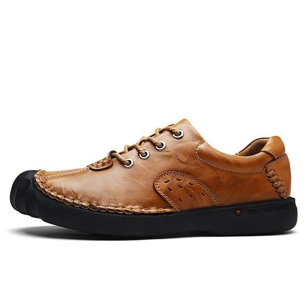 Męskie Miękkie Szwy Antykolizyjne Z Prawdziwej Skóry Wygodne Buty Oxfords