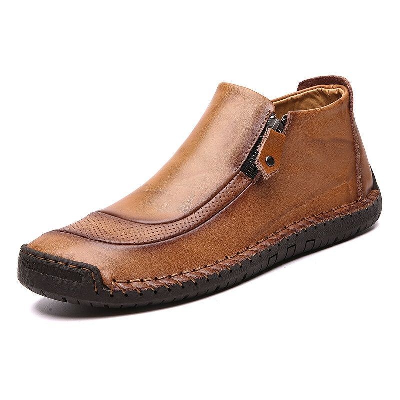Męskie Oryginalne Skórzane Boczne Zamki Błyskawiczne Miękkie Business Casual Oksfordzie