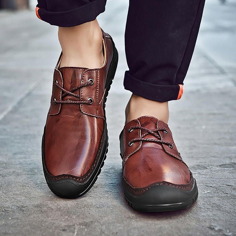 Męskie Oryginalne Skórzane Miękkie Podeszwy Business Casual Oksfordzie