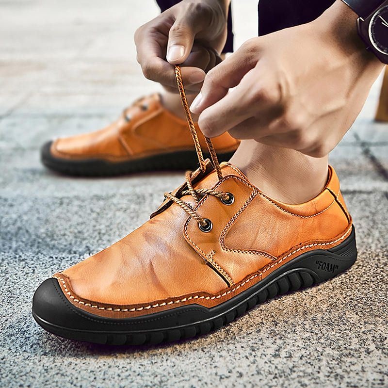 Męskie Oryginalne Skórzane Miękkie Podeszwy Business Casual Oksfordzie