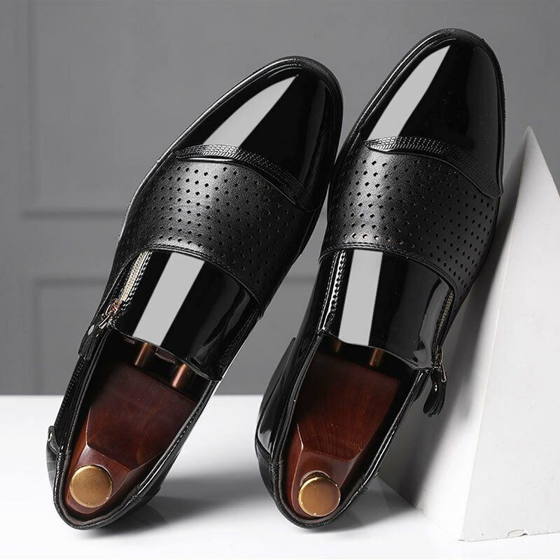 Męskie Skórzane Hollow Out Oddychająca Miękka Podeszwa Slip On Casual Oxford Business Shoes