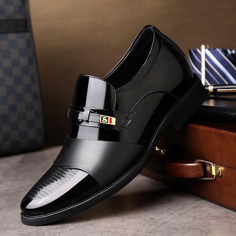 Męskie Skórzane Wygodne Miękkie Podeszwy Pointy Toe Oxford Slip On Casual Business Shoes