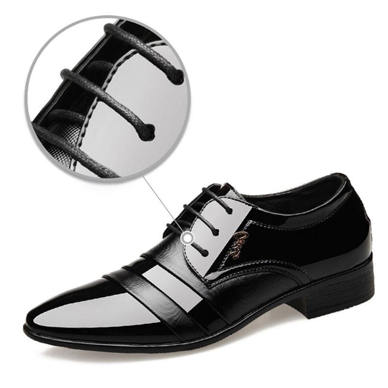 Męskie Sznurowane Buty Biznesowe Formalne Buty Skórzane Oksfordy