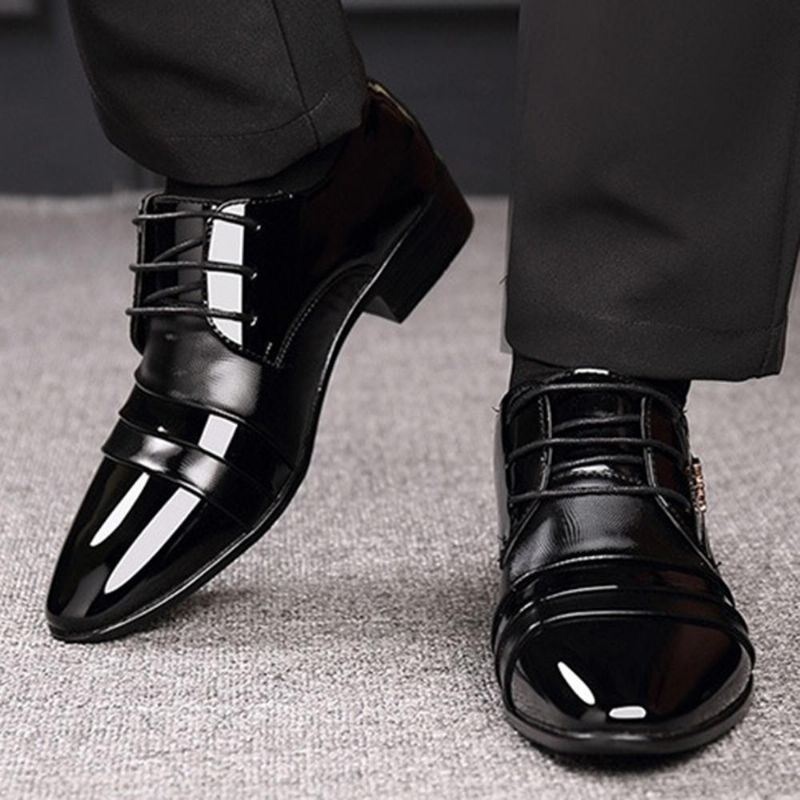 Męskie Sznurowane Buty Biznesowe Formalne Buty Skórzane Oksfordy