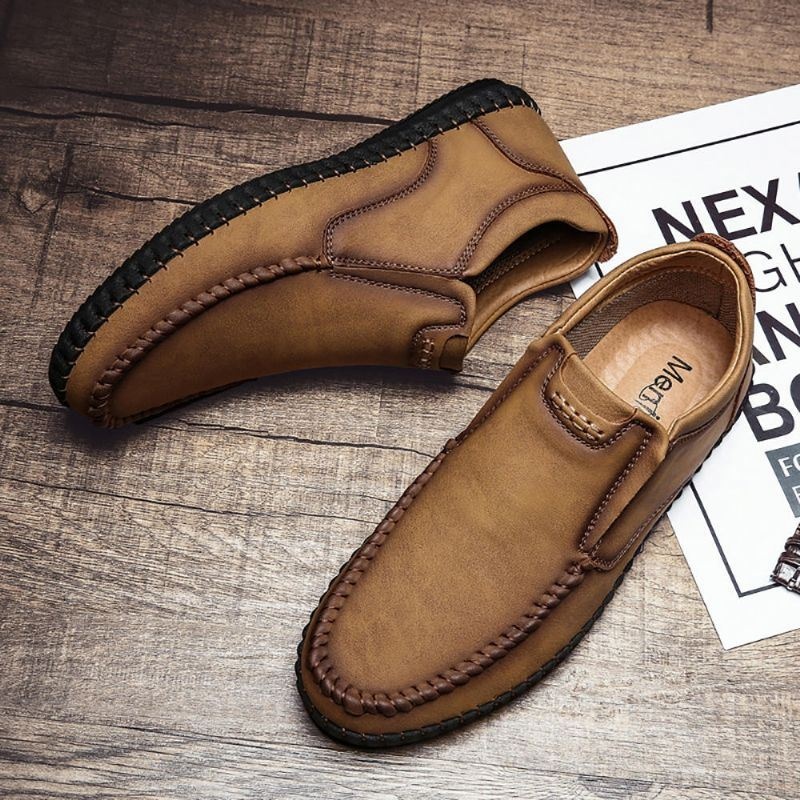 Męskie Szwy W Stylu Retro Wygodne Miękkie Skórzane Business Casual Oksfordzie