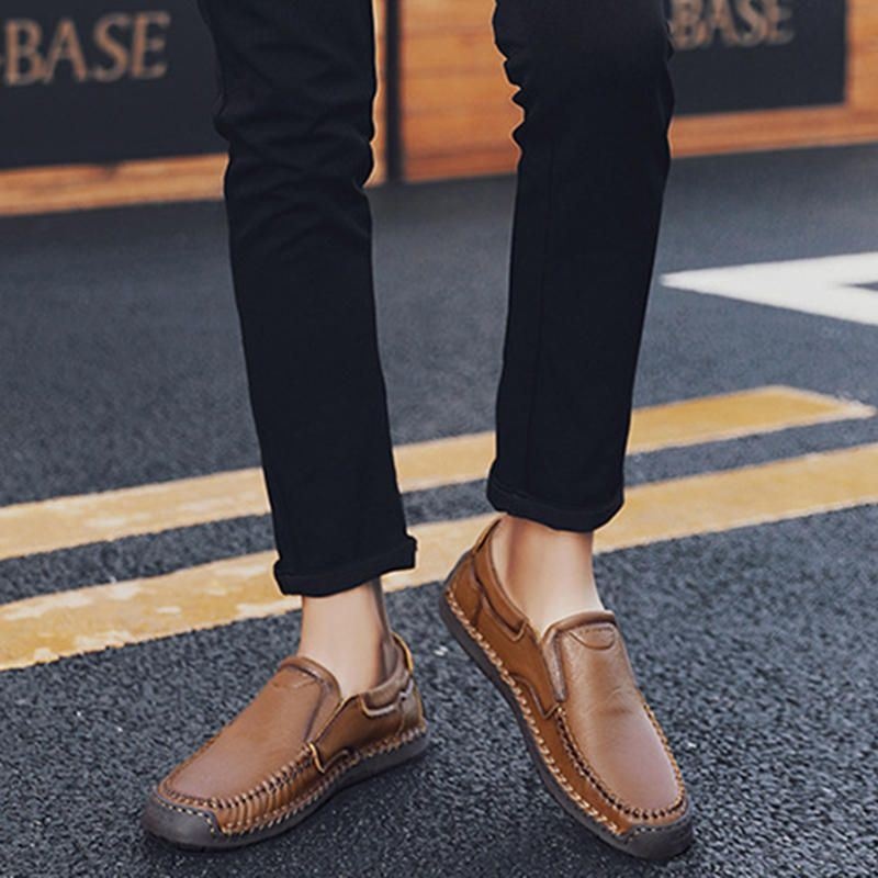 Męskie Szycie Ręczne Business Casual Soft Sole Office Oksfordzie