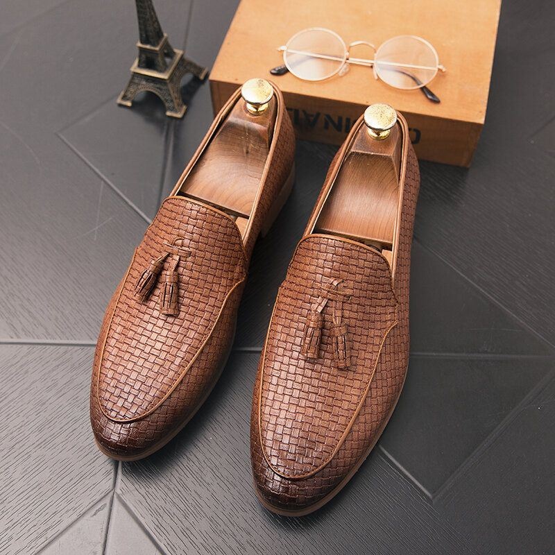 Męskie Tkane Detale Tassel Decor Wygodne Wsuwane Business Casual Delikatne Buty