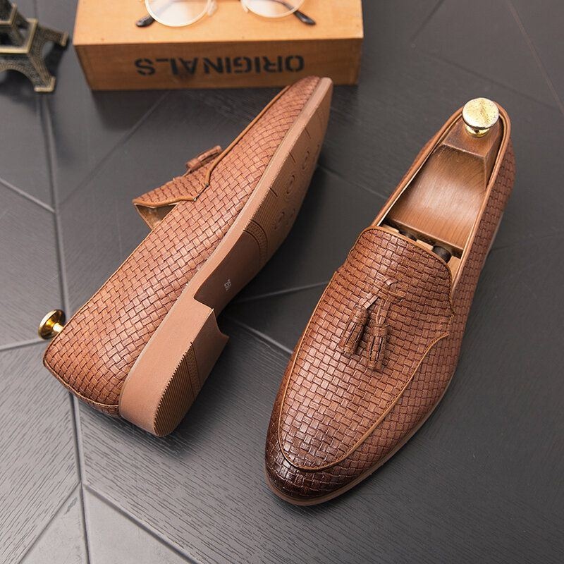 Męskie Tkane Detale Tassel Decor Wygodne Wsuwane Business Casual Delikatne Buty