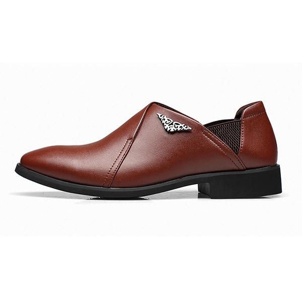 Męskie Wygodne Miękkie Gumki Biznesowe Skórzane Wsuwane Formalne Buty