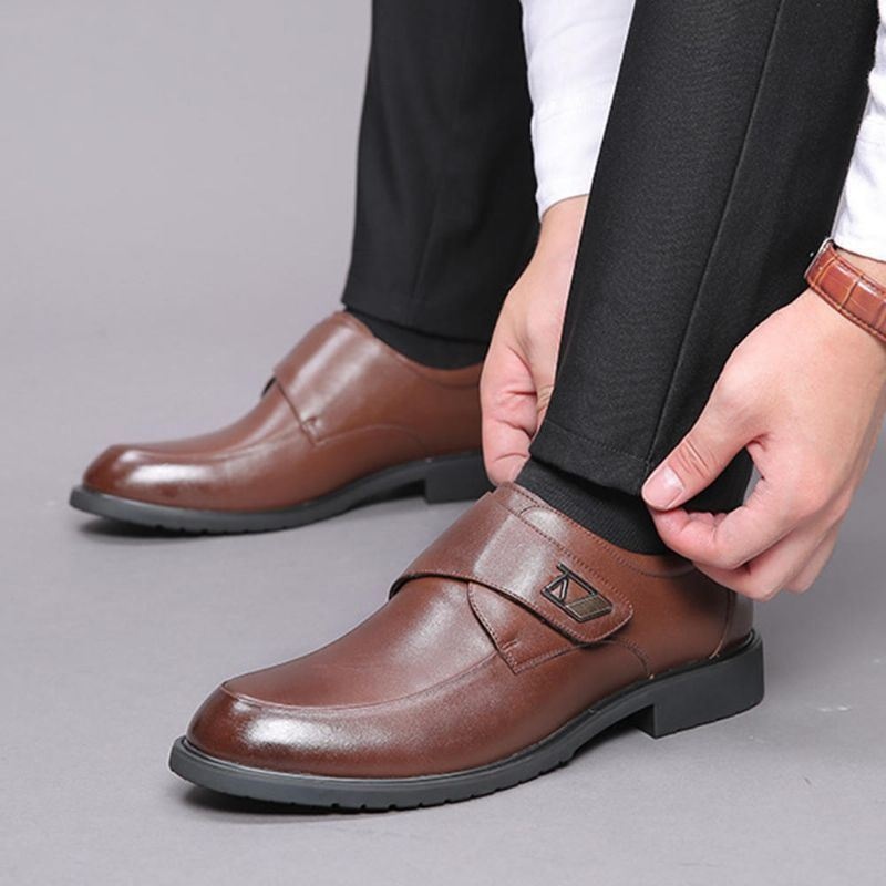 Męskie Zapinane Na Rzep Miękkie Podeszwy Ze Skóry Bydlęcej Casual Business Oxfords