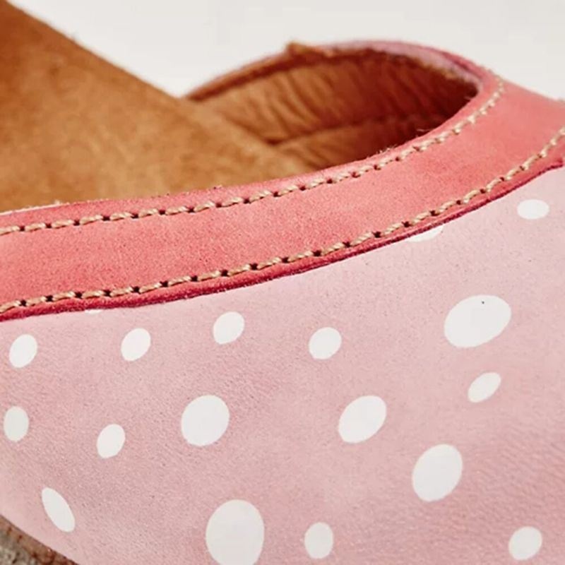 Kobiety Polka Dot Okrągły Toe Pasek Kostki Obcas Bloku Dorywczo Wygodne Obcasy CZółenka