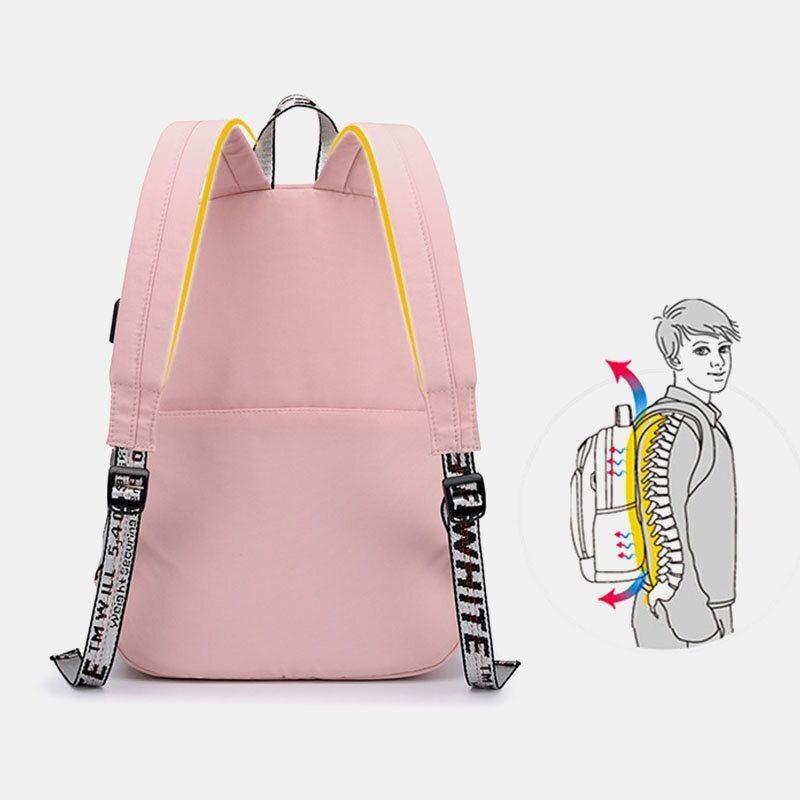 Kobiety O Dużej Pojemności Casual Travel Outdoor Student School Bag Z Plecakiem Odpornym Na Zużycie Usb Do Ładowania