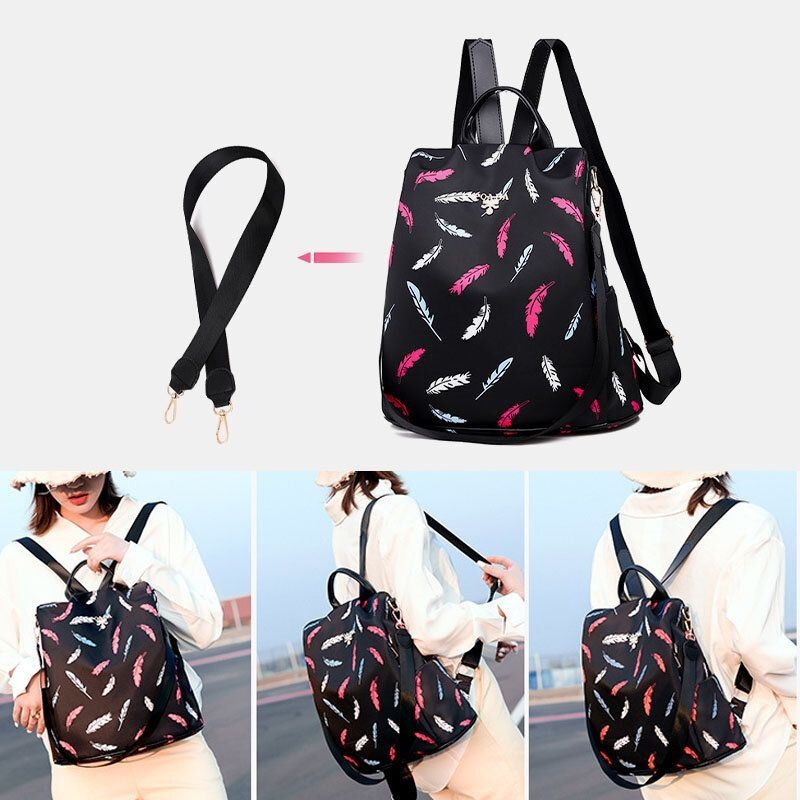 Kobiety Oxford Feather Light Anti-theft Wodoodporny Outdoor Multi-carry Travel Torebka Torba Na Ramię Plecak