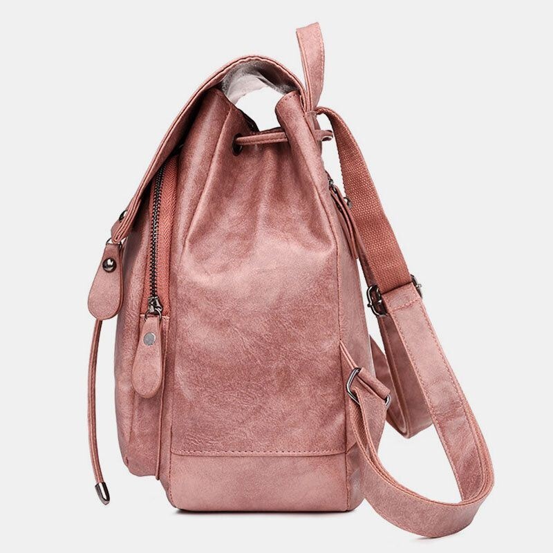 Kobiety Pu Skórzane Kieszenie Z Wieloma Kieszeniami Wewnętrzna Torba Z Guzikami Magnetycznymi W Stylu Vintage Prosta Torba Na Laptopa Ze Sznurkiem