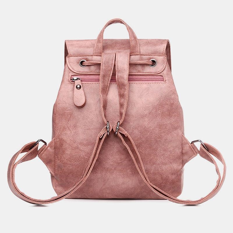 Kobiety Pu Skórzane Kieszenie Z Wieloma Kieszeniami Wewnętrzna Torba Z Guzikami Magnetycznymi W Stylu Vintage Prosta Torba Na Laptopa Ze Sznurkiem
