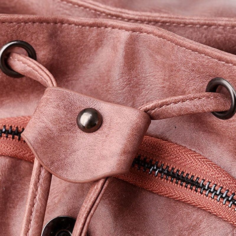 Kobiety Pu Skórzane Kieszenie Z Wieloma Kieszeniami Wewnętrzna Torba Z Guzikami Magnetycznymi W Stylu Vintage Prosta Torba Na Laptopa Ze Sznurkiem