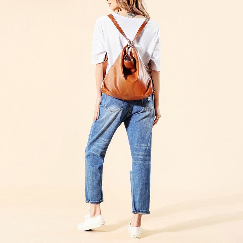Kobiety Wosk Olejny Skórzany Plecak O Dużej Pojemności Torba Na Ramię Torba Crossbody Torebka Torba Na Pieluchy Torba Hobo Torba Hobo