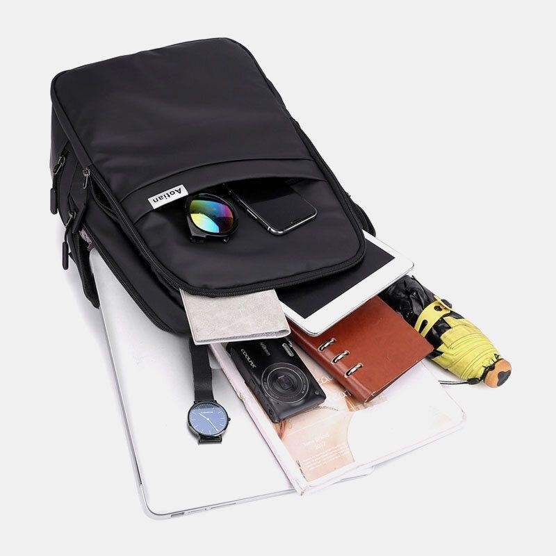 Mężczyźni Ładowanie Usb Outdoor Nylon Travel Wodoodporna Torba Na Laptopa O Dużej Pojemności 13 Cali Torba Podróżna Plecak