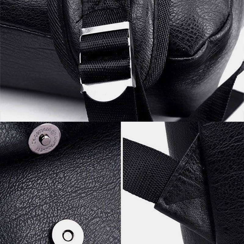 Mężczyźni Pu Leather Hasp Plecak O Dużej Pojemności Z Wieloma Kieszeniami Wodoodporna Torba Na Laptopa 15.6 Cala Moda Dzika Torba Podróżna