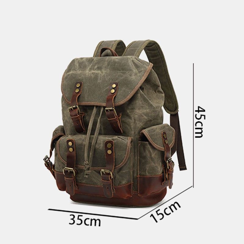Mężczyźni Vintage Canvas Leather Odporny Na Zużycie Wodoodporny Plecak Antykradzieżowy Rekreacyjna Torba Podróżna
