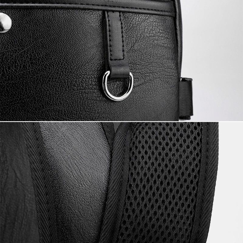 Męski Plecak Usb Do Ładowania Z Wieloma Kieszeniami Ze Skóry Pu Fashion Casual O Dużej Pojemności 15.6-calowa Torba Na Laptopa