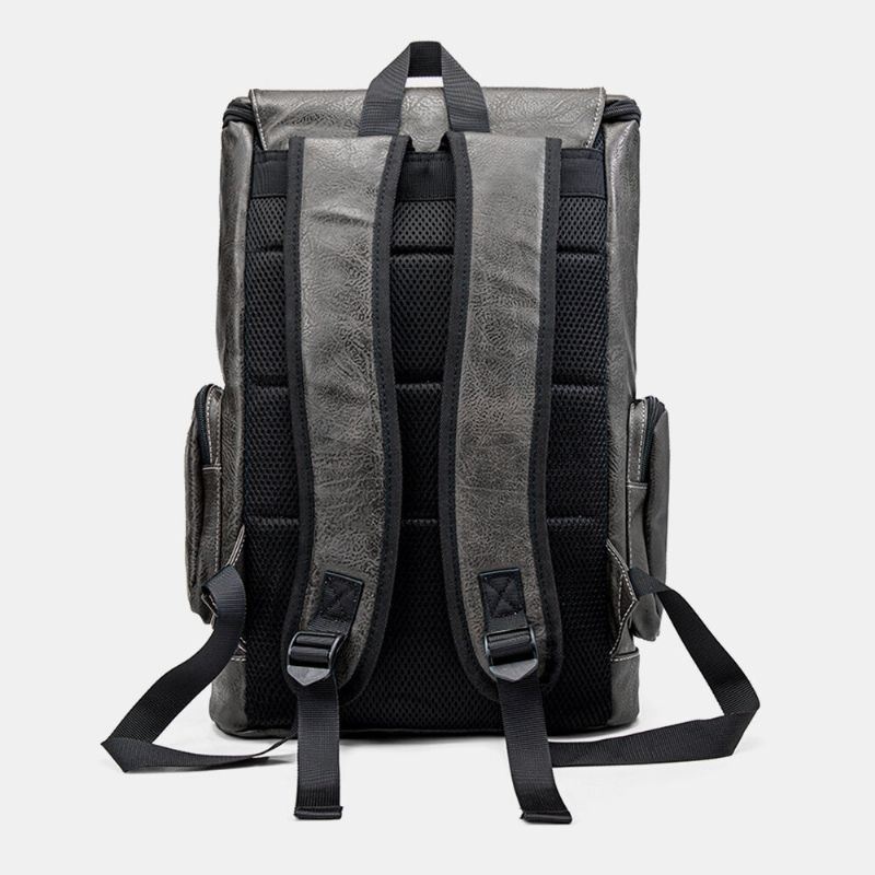 Męski Plecak Ze Skóry Pu Z Wieloma Kieszeniami O Dużej Pojemności W Stylu Vintage 15.6-calowa Torba Na Laptopa