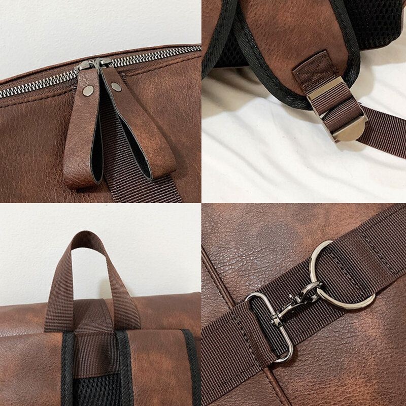 Męski Unisex Faux Leather Retro Duża Pojemność Outdoor 15.6 Cal Laptop Bag School Bag Plecak