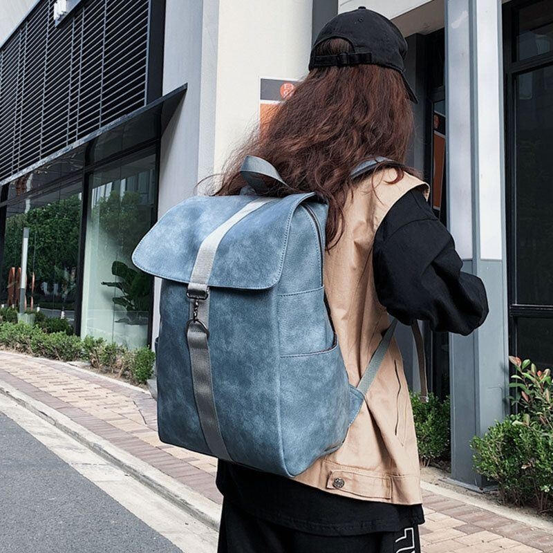Męski Unisex Faux Leather Retro Duża Pojemność Outdoor 15.6 Cal Laptop Bag School Bag Plecak