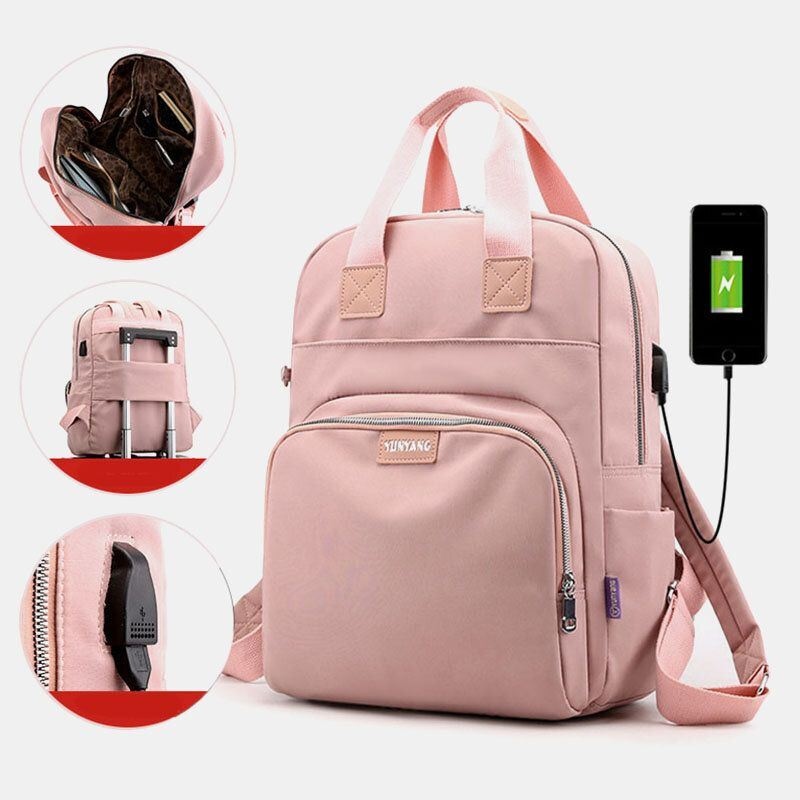Moda Damska Plecak Torba O Dużej Pojemności Z Portem Ładowania Usb