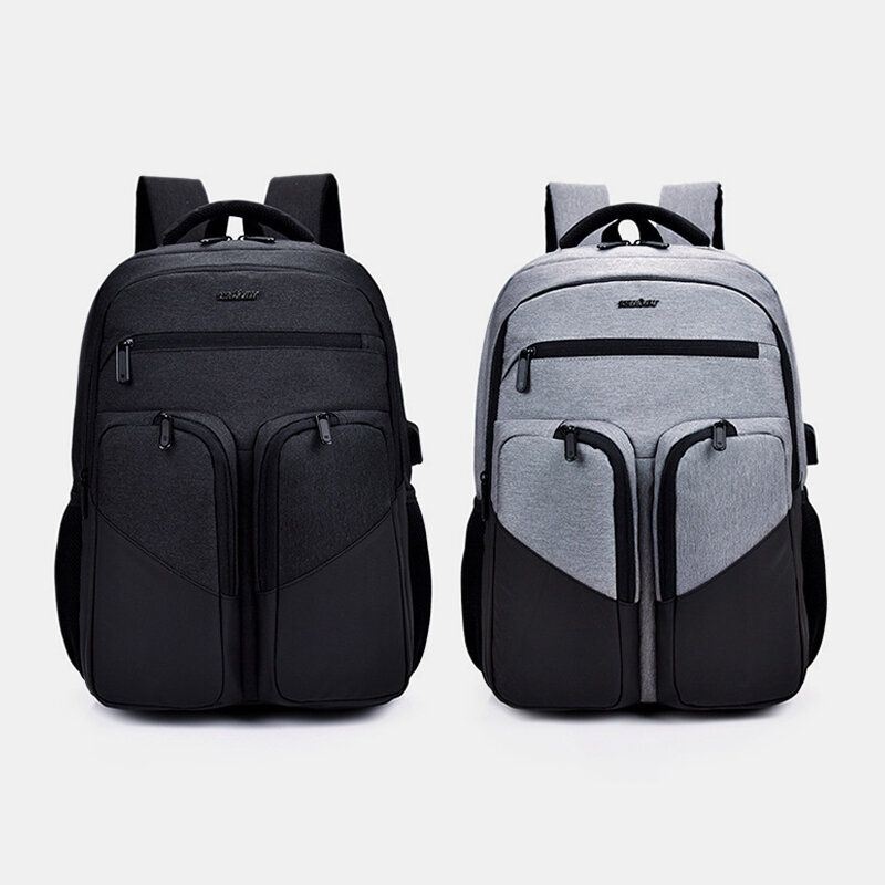 Nowo Męski Wodoodporny Plecak Na Laptopa Z Poliestru Z Ładowaniem Usb Casual Outdoor Travel School Bag
