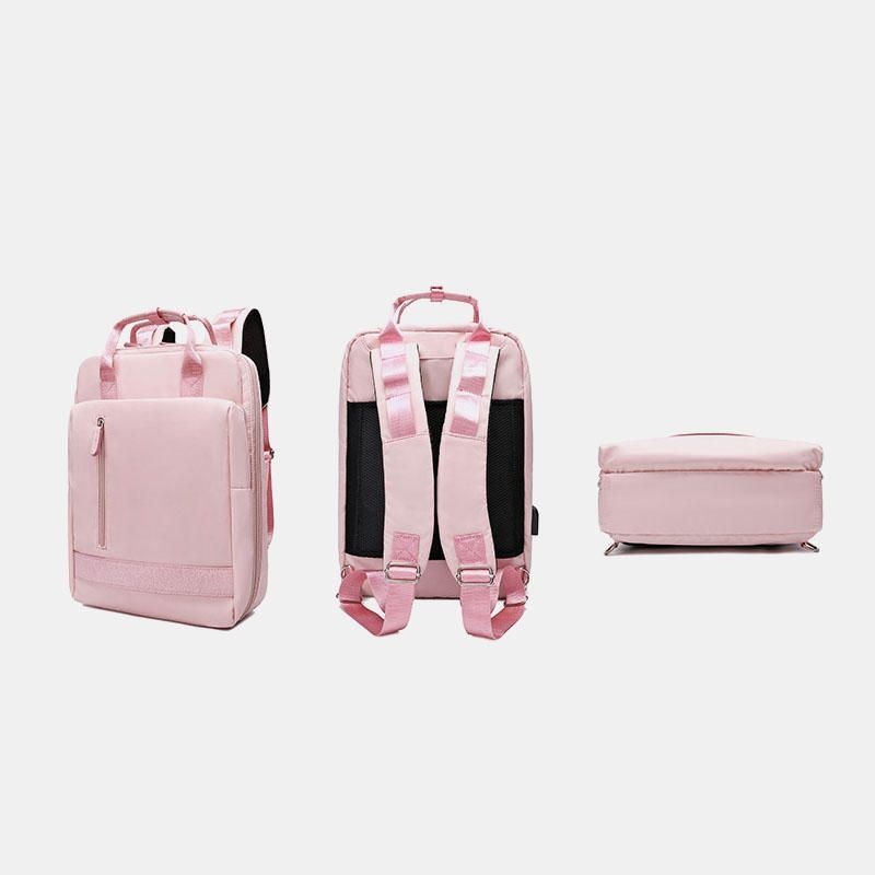Wielofunkcyjny Plecak Damski O Dużej Pojemności Fashion Usb Pure Color