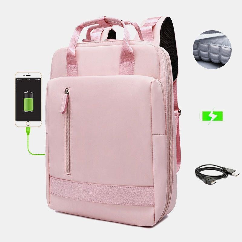 Wielofunkcyjny Plecak Damski O Dużej Pojemności Fashion Usb Pure Color