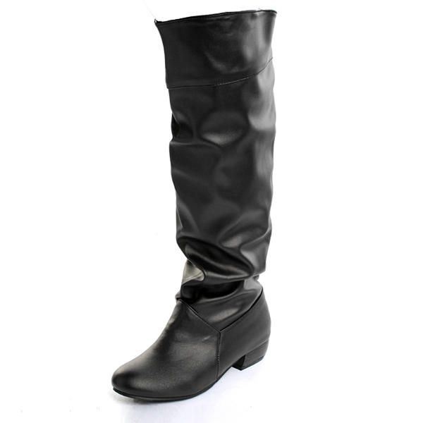 Damskie Buty Ze Skóry Pu Pure Color Leisure Na Niskim Obcasie Buty Do Kolan