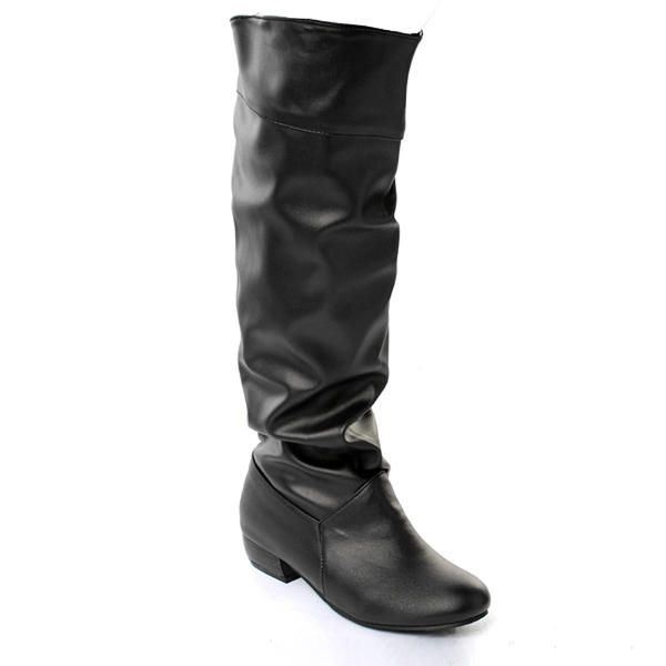 Damskie Buty Ze Skóry Pu Pure Color Leisure Na Niskim Obcasie Buty Do Kolan