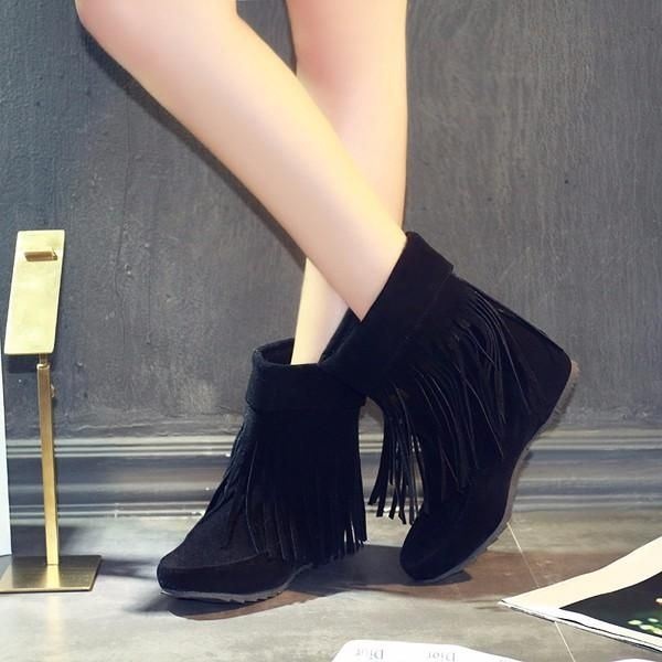 Duże Rozmiary Damskie Zamszowe Buty Outdoor Casual Fashion Frędzle Wygodne Krótkie Buty